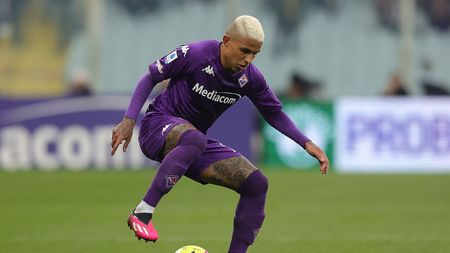 FLORENCE, ITALY - MARCH 19: Domilson Cordeiro dos Santos known as Dodo of ACF Fiorentina in action during the Serie A match between ACF Fiorentina and US Lecce at Stadio Artemio Franchi on March 19, 2023 in Florence, Italy. (Photo by Gabriele Maltinti/Getty Images)