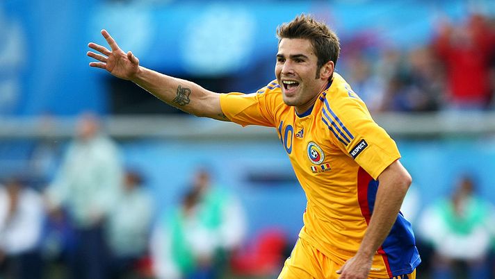 ZURICH, SWITZERLAND - JUNE 13:  Adrian Mutu of Romania celebrates after scoring the opening goal during the UEFA EURO 2008 Group C match between Italy and Romania at Letzigrund Stadion on June 13, 2008 in Zurich, Switzerland.  (Photo by Shaun Botterill/Getty Images) 