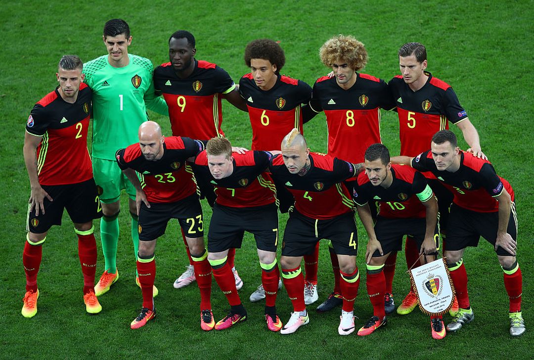  LYON, FRANCE - JUNE 13:  Belgium players line up for the team photos prior to the UEFA EURO 2016 Group E match between Belgium and Italy at Stade des Lumieres on June 13, 2016 in Lyon, France.  (Photo by Clive Brunskill/Getty Images) 
