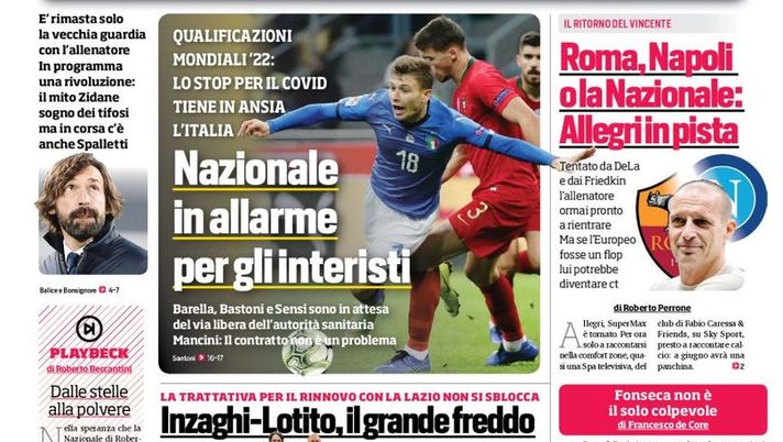 Prima Pagina, Corriere dello Sport: “Pirlo all’angolo, ultimatum al tecnico. Nazionale in allarme per gli interisti” 