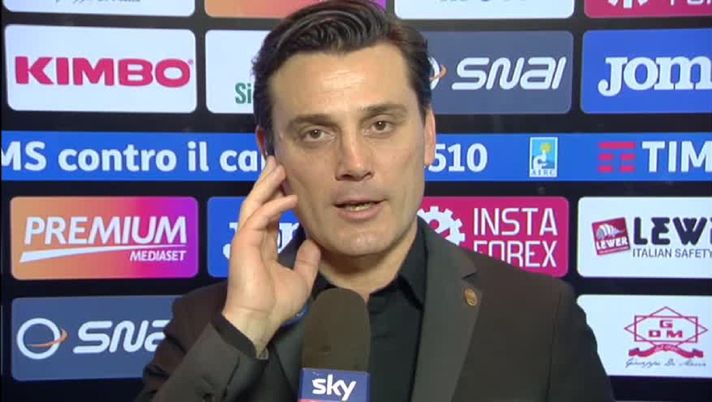 Vincenzo Montella, tecnico del Milan, ai microfoni di 'Sky Sport' Vincenzo Montella Milan Sky Sport