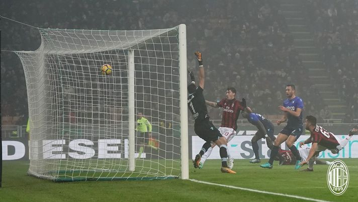 Il gol di Patrick Cutrone in Milan-Lazio 2-1 (credits: acmilan.com) Cutrone Milan-Lazio
