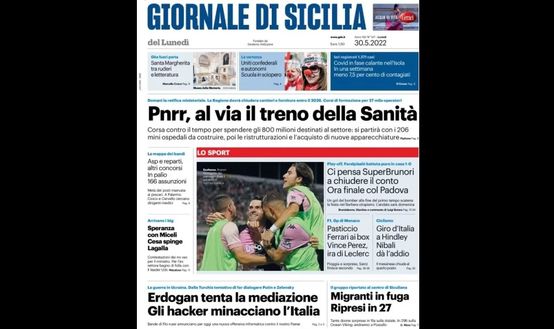 Prima Pagina, Giornale di Sicilia: “Ci pensa Super Brunori… Ora finale col Padova” Prima Pagina