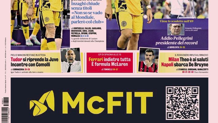 EDICOLA GAZZETTA – Inter, storica disfatta: così no! Inzaghi chiude senza titoli - immagine 1