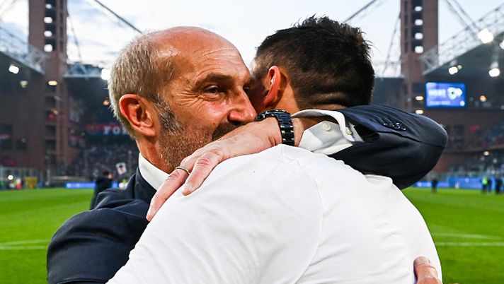 GENOA, ITALY - APRIL 30: Emil Audero of Sampdoria (R) celebrates with Marco Lanna chairman of Sampdoria after the Serie A match between UC Sampdoria and Genoa CFC at Stadio Luigi Ferraris on April 30, 2022 in Genoa, Italy. (Photo by Getty Images) Scontro salvezza Sampdoria, Lanna: “Col Monza giocherei io” - immagine 1