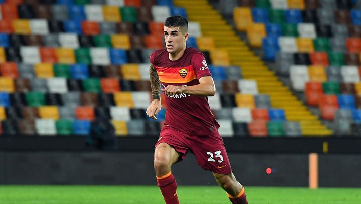 UDINE, ITALY - OCTOBER 03: Gianluca Mancini of AS Roma in action during the Serie A match between Udinese Calcio and AS Roma at Dacia Arena on October 03, 2020 in Udine, Italy. (Photo by Alessandro Sabattini/Getty Images) 