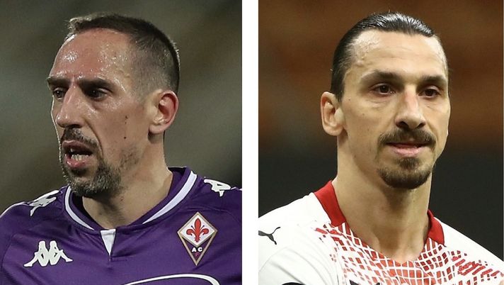 Franck Ribéry (attaccante Fiorentina) e Zlatan Ibrahimovic (attaccante AC Milan) | Serie A News (Getty Images) 