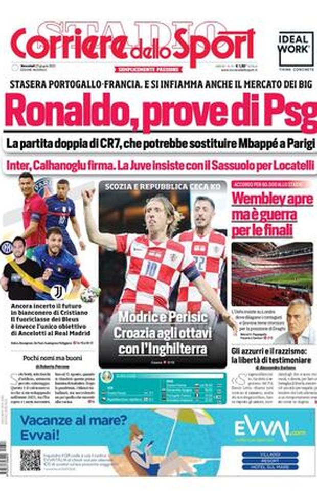 Prima Pagina, Corriere dello Sport: “Ronaldo, prove di Psg. Guerra per le finali” 