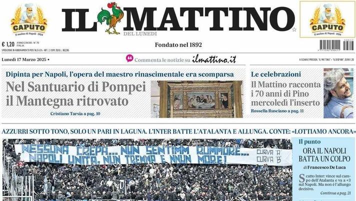 PRIMA PAGINA IL MATTINO OGGI: “Com’è triste Venezia” prima pagina il mattino oggi