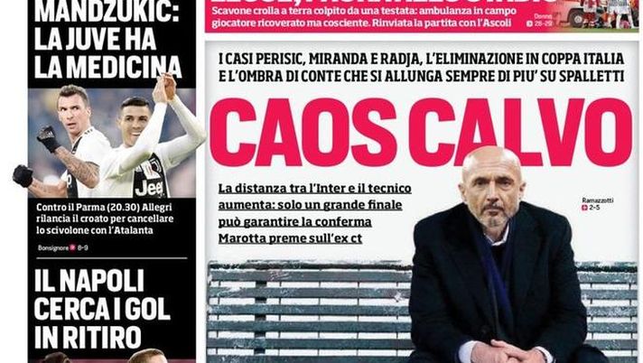 Prima Pagina, Corriere dello Sport: “Caos calvo. La Juve ha la medicina. Lecce, paura allo stadio. Sarri-Pipita…” Prima Pagina, Corriere dello Sport: “Caos calvo. La Juve ha la medicina. Lecce, paura allo stadio. Sarri-Pipita…”