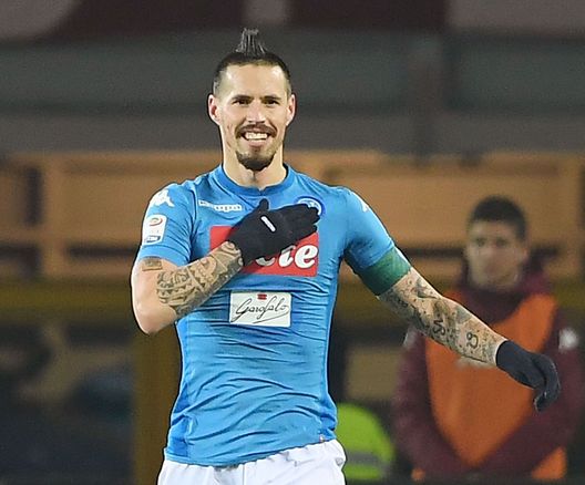 TURIN, ITALY - DECEMBER 16: Marek Hamsik of SSC Napoli celebrates after scoring the 0-3 goal during the Serie A match between Torino FC and SSC Napoli at Stadio Olimpico di Torino on December 16, 2017 in Turin, Italy. (Photo by Francesco Pecoraro/Getty Images) TURIN, ITALY - DECEMBER 16: Marek Hamsik of SSC Napoli celebrates after scoring the 0-3 goal during the Serie A match between Torino FC and SSC Napoli at Stadio Olimpico di Torino on December 16, 2017 in Turin, Italy. (Photo by Francesco Pecoraro/Getty Images)