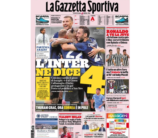 Le prime pagine dei quotidiani sportivi Le prime pagine dei quotidiani sportivi
