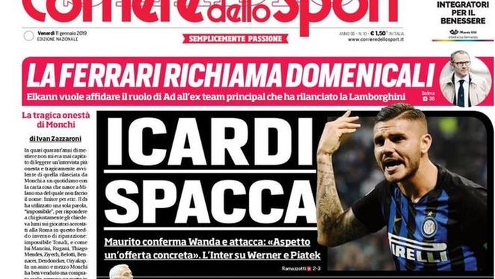 Prima Pagina, Corriere dello Sport: “Icardi spacca. Allan come CR7. Preferiamo la coppa. Salvini insiste…”  Prima Pagina, Corriere dello Sport: “Icardi spacca. Allan come CR7. Preferiamo la coppa. Salvini insiste…”