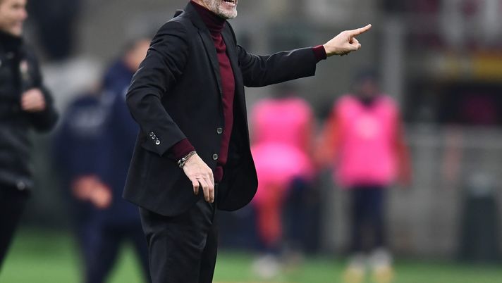 MILAN, ITALY - JANUARY 13: Head coach of AC Milan Stefano Pioli reacts during the Coppa Italia match between AC Milan and Genoa CFC at Stadio Giuseppe Meazza on January 13, 2022 in Milan, Italy. (Photo by Claudio Villa/AC Milan via Getty Images)