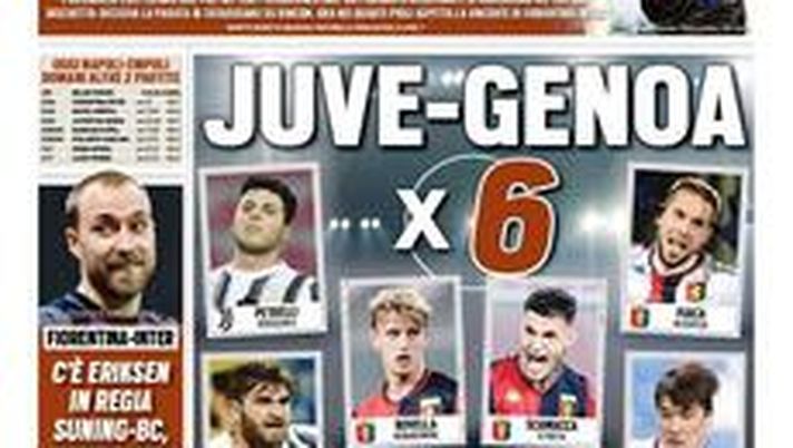 Prima pagina, Tuttosport: “Milan da derby, Torino battuto solo ai rigori. Juve-Genoa x 6″  Prima pagina, Tuttosport: “Milan da derby, Torino battuto solo ai rigori. Juve-Genoa x 6″