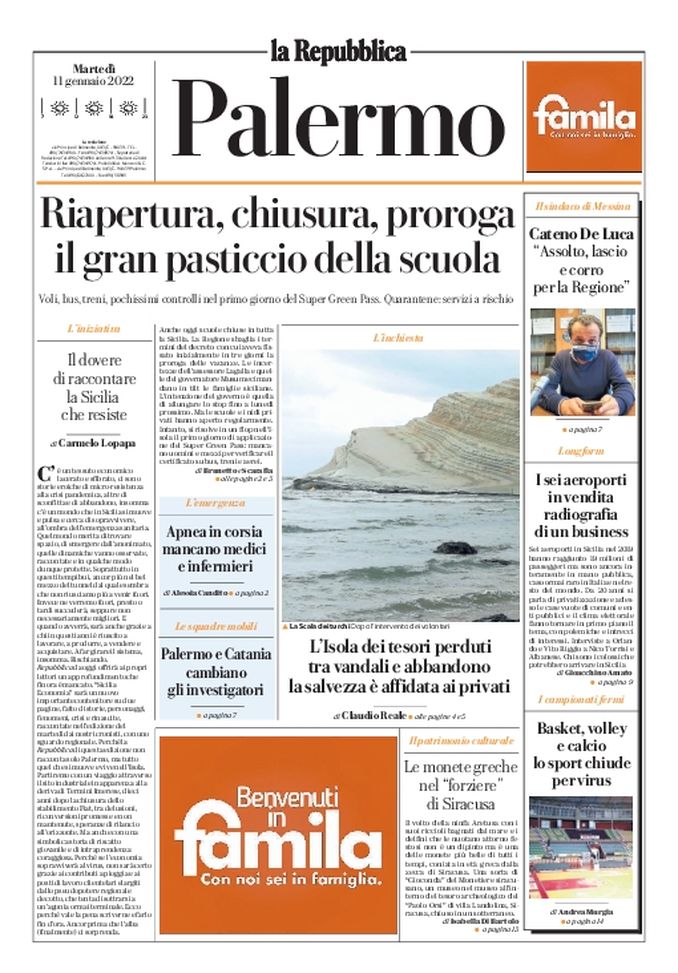 Prima Pagina, La Repubblica-Palermo: “Il gran pasticcio della scuola” Prima Pagina