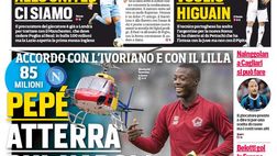 Prima Pagina, Corriere dello Sport: “Pepé atterra sul Napoli. Fonseca: voglio Higuain. Belotti gol, il Toro…”