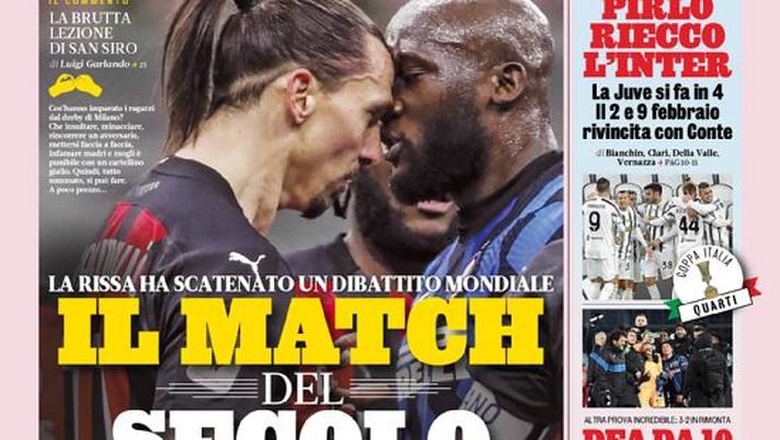 Prima Pagina, La Gazzetta dello Sport: “Il match del secolo. Pirlo, riecco l’Inter. Dea da 10” 