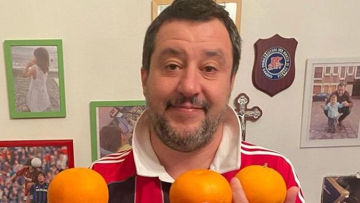 Matteo Salvini leader della Lega e noto tifoso dell'AC Milan, commenta il derby Milan-Inter 0-3 
