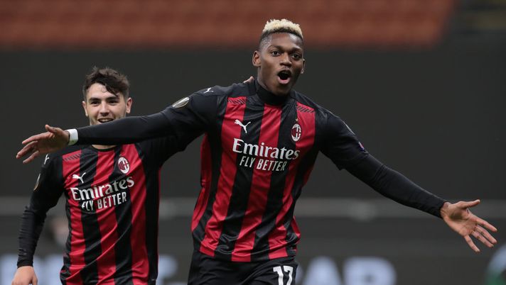 MILAN, ITALY - OCTOBER 29: Rafael Leao of AC Milan celebrates after scoring the second goal of his team during the UEFA Europa League Group H stage match between AC Milan and AC Sparta Praha at San Siro Stadium on October 29, 2020 in Milan, Italy. (Photo by Emilio Andreoli/Getty Images) MILAN, ITALY - OCTOBER 29: Rafael Leao of AC Milan celebrates after scoring the second goal of his team during the UEFA Europa League Group H stage match between AC Milan and AC Sparta Praha at San Siro Stadium on October 29, 2020 in Milan, Italy. (Photo by Emilio Andreoli/Getty Images)
