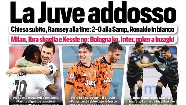 Prima Pagina, Corriere dello Sport: “Le milanesi corrono, la Juve ritrova il ritmo. Napoli, Gattuso alta tensione&#8221; 