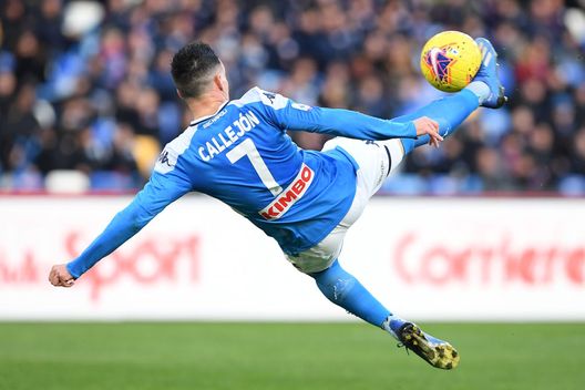 NAPLES, ITALY - FEBRUARY 09: Jose Callejon of SSC Napoli scores the 2-3 goal during the Serie A match between SSC Napoli and US Lecce at Stadio San Paolo on February 09, 2020 in Naples, Italy. (Photo by Francesco Pecoraro/Getty Images) NAPLES, ITALY - FEBRUARY 09: Jose Callejon of SSC Napoli scores the 2-3 goal during the Serie A match between SSC Napoli and US Lecce at Stadio San Paolo on February 09, 2020 in Naples, Italy. (Photo by Francesco Pecoraro/Getty Images)