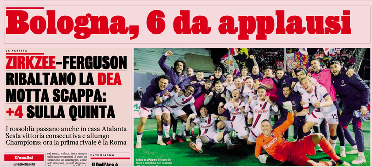 Bologna il sogno Champions continua: le aperture dei giornali- immagine 2
