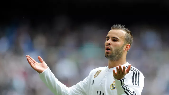 MADRID, SPAIN - APRIL 11:  Jese Rodriguez of Real Madrid questions the linesman's call during the La Liga match between Real Madrid and Eibar at Estadio Santiago Bernabeu on April 11, 2015 in Madrid, Spain.  (Photo by Denis Doyle/Getty Images)