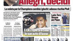 Prima Pagina, Corriere dello Sport: “Juve o Napoli, Allegri decidi. Lazio-Toro, Simone per Pippo”