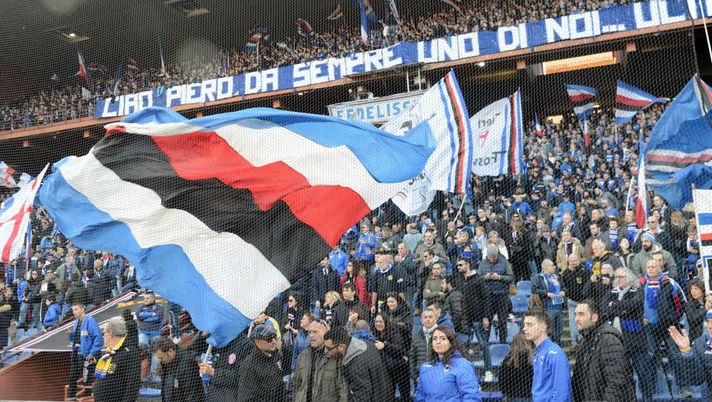 GENOA, ITALY - JANUARY 12: UC Sampdoria Fans during the Serie A match between UC Sampdoria and Brescia Calcio at Stadio Luigi Ferraris on January 12, 2020 in Genoa, Italy. (Photo by Paolo Rattini/Getty Images) GENOA, ITALY - JANUARY 12: UC Sampdoria Fans during the Serie A match between UC Sampdoria and Brescia Calcio at Stadio Luigi Ferraris on January 12, 2020 in Genoa, Italy. (Photo by Paolo Rattini/Getty Images)