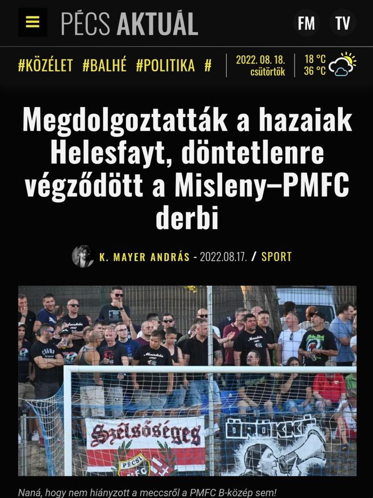 Baranya, il derby della contea ungherese con gli ultras attaccati alla porta…- immagine 2