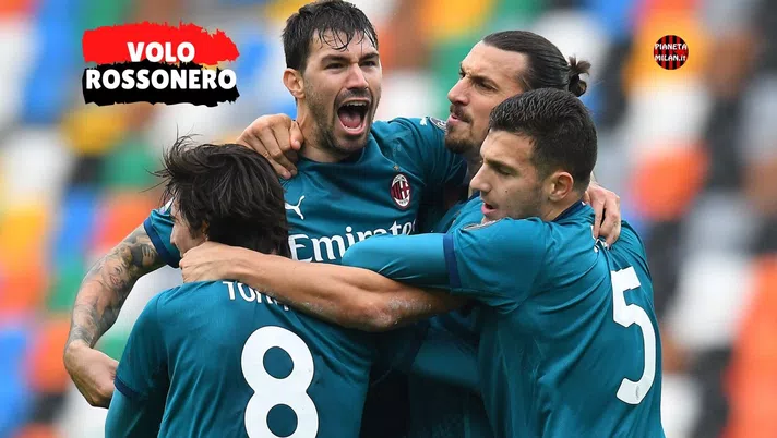 L'esultanza rossonera per la vittoria in Udinese-Milan 1-2 (Serie A 2020-2021) | AC Milan News (Getty Images)