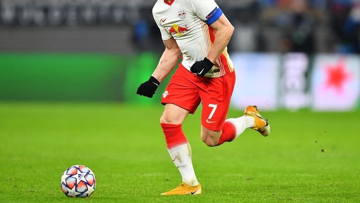 Marcel Sabitzer, obiettivo di calciomercato del Milan, qui con la maglia del Lipsia (Getty Images) 