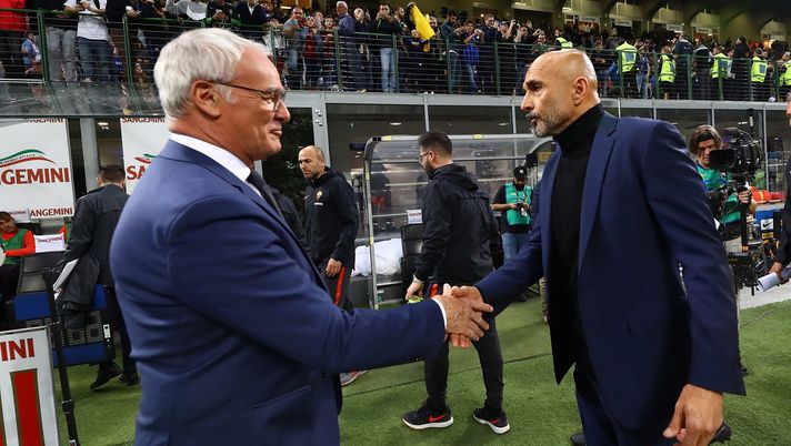 MILAN, ITALY - APRIL 20: Head coach of FC Internazionale Luciano Spalletti (R) shakes hands with head coach of AS Roma Claudio Ranieri before the Serie A match between FC Internazionale and AS Roma at Stadio Giuseppe Meazza on April 20, 2019 in Milan, Italy. (Photo by Marco Luzzani - Inter/FC Internazionale via Getty Images) MILAN, ITALY - APRIL 20: Head coach of FC Internazionale Luciano Spalletti (R) shakes hands with head coach of AS Roma Claudio Ranieri before the Serie A match between FC Internazionale and AS Roma at Stadio Giuseppe Meazza on April 20, 2019 in Milan, Italy. (Photo by Marco Luzzani - Inter/FC Internazionale via Getty Images)