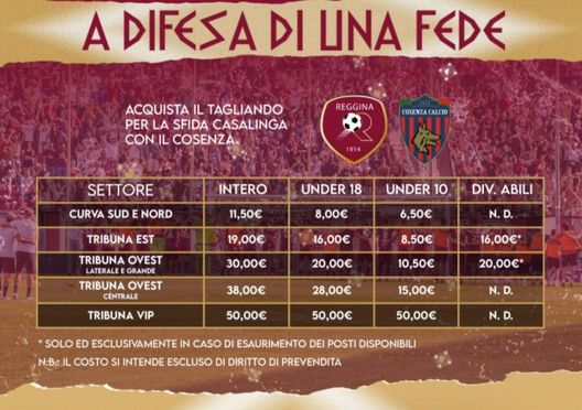 Il derby e la Festa del papà: promozione speciale per Reggina-Cosenza- immagine 2