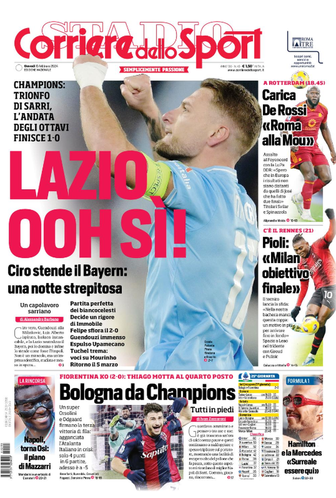 Prima Pagina Il Corriere dello Sport 15-02-2024