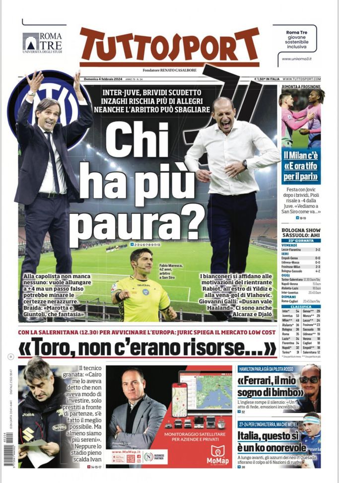 EDICOLA TS – Chi ha più paura? Inter-Juve, brividi scudetto - immagine 1