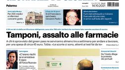 Prima Pagina, Giornale di Sicilia: “Tamponi, assalto alle farmacie”