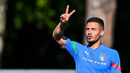 TIRRENIA, ITALY - MAY 31: Andrea Carboni of Italy reacts during an Italy U21 Training Session on May 31, 2022 in Tirrenia, Italy. (Photo by Simone Arveda/Getty Images)
