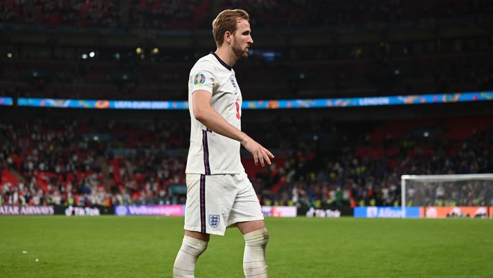 LONDON, ENGLAND - JULY 11: Harry Kane of England looks dejected after the UEFA Euro 2020 Championship Final between Italy and England at Wembley Stadium on July 11, 2021 in London, England. (Photo by Michael Regan/UEFA via Getty Images) 