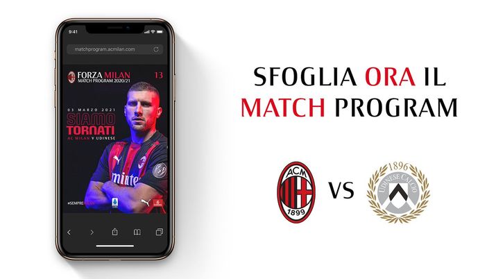 AC Milan Udinese match program nella news 