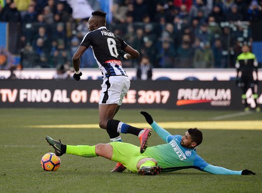 during the Serie A match between Udinese Calcio and FC Internazionale at Stadio Friuli on January 8, 2017 in Udine, Italy. 