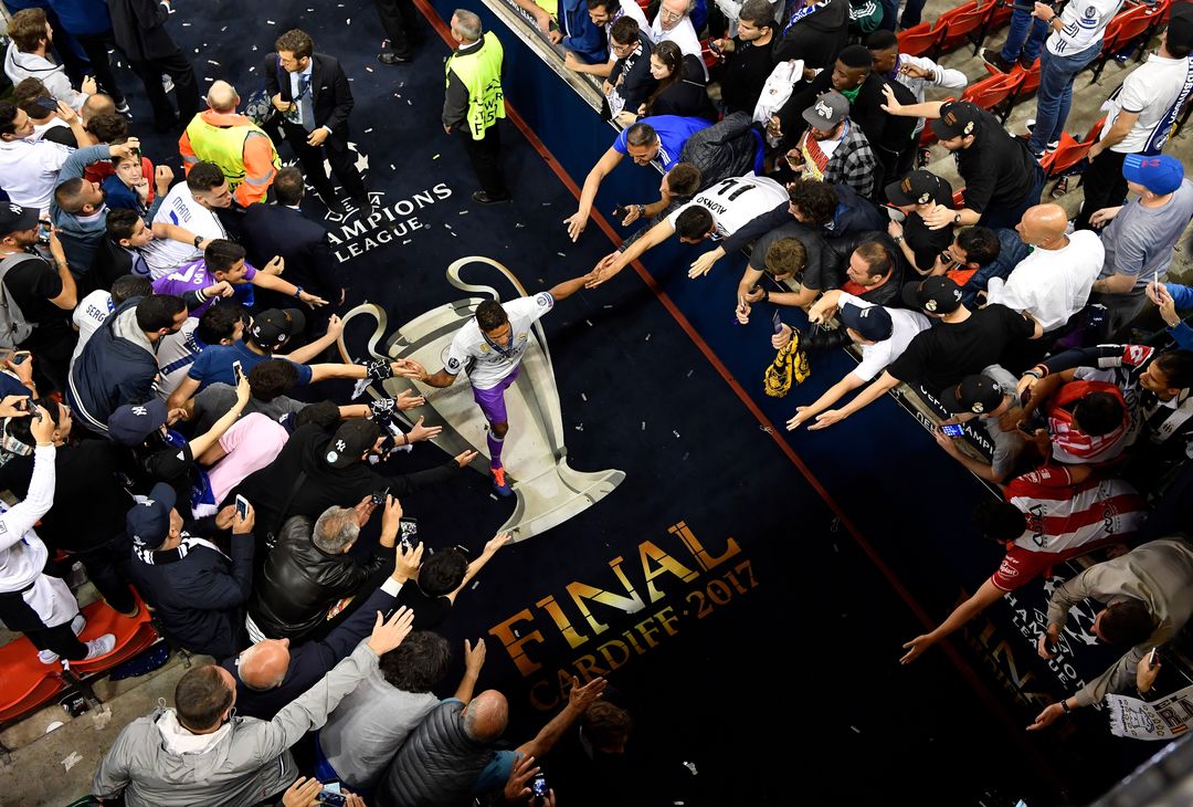  CARDIFF, WALES - JUNE 03:  In this handout image provided by UEFA, Raphael Varane of Real Madrid walks down the tunnel after the UEFA Champions League Final between Juventus and Real Madrid at National Stadium of Wales on June 3, 2017 in Cardiff, Wales.  (Photo by Handout/UEFA via Getty Images) 