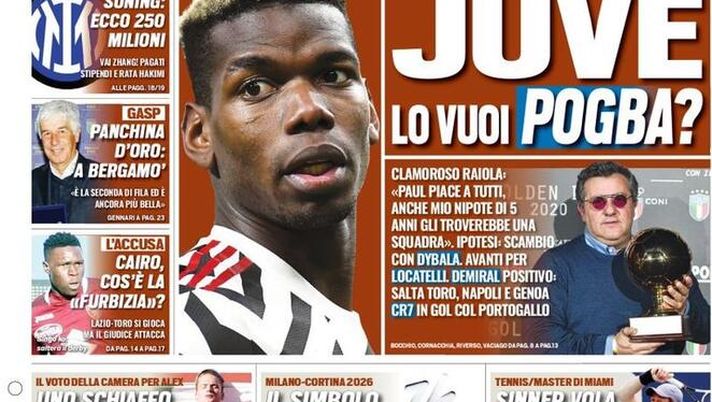 Tuttosport, la prima pagina di oggi, mercoledì 31 marzo 2021 