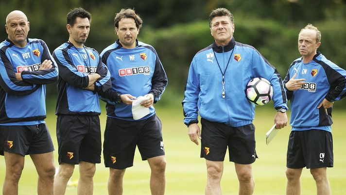 Nicolò Frustalupi il vice allenatore a sinistra di Mazzarri, mentre Claudio Nitti è l'ultimo a destra nella foto.
Foto dal sito ufficiale del Watford. 