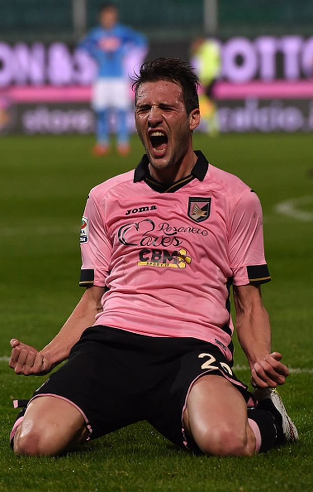  Franco Vazquez esulta durante Palermo-Napoli 3-1 