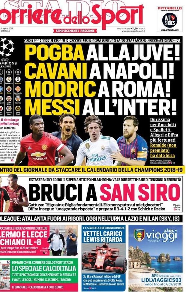 Prima Pagina, Corriere dello Sport: “Sorteggi-beffa. Bruci a San Siro. Palermo e Lecce rischiano il -8…” Prima Pagina, Corriere dello Sport: “Sorteggi-beffa. Bruci a San Siro. Palermo e Lecce rischiano il -8…”