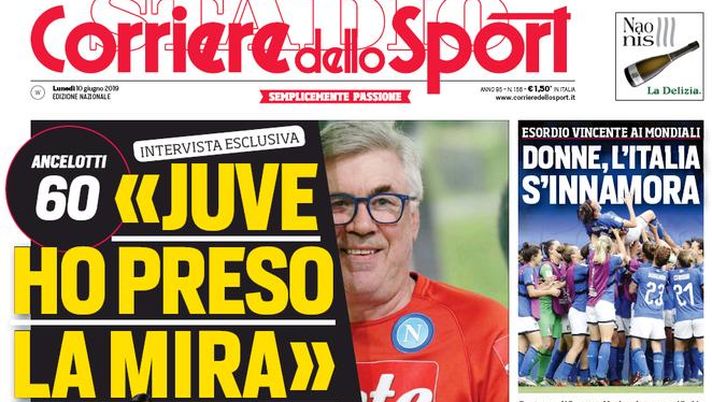 Prima Pagina, Corriere dello Sport: “Juve ho preso la mira. Donne, l’Italia s’innamora. Sarri a Torino” Prima Pagina, Corriere dello Sport: “Juve ho preso la mira. Donne, l’Italia s’innamora. Sarri a Torino”