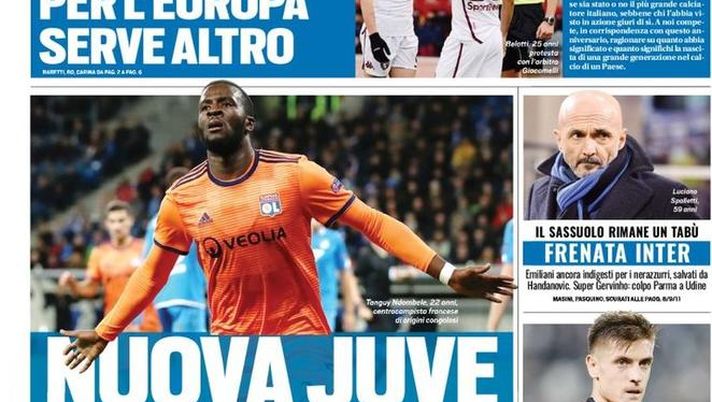 Prima Pagina, Tuttosport: “Nuove Juve, c’è Ndombele. Toro, basta alibi. Frenata Inter. Milan, altri due…”  Prima Pagina, Tuttosport: “Nuove Juve, c’è Ndombele. Toro, basta alibi. Frenata Inter. Milan, altri due…”