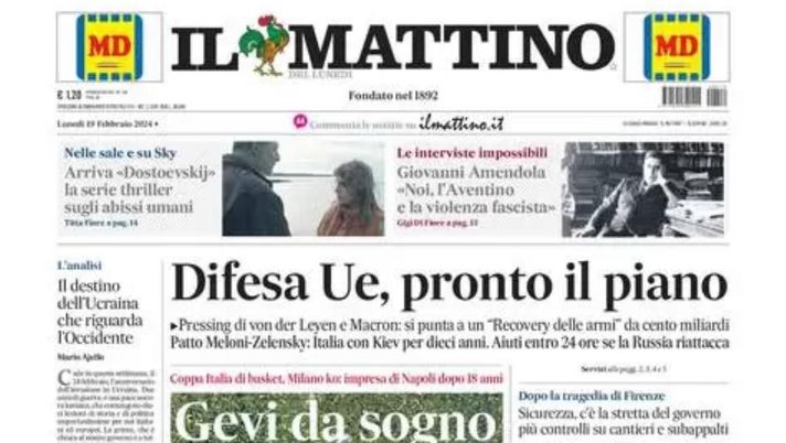 prima pagina il mattino oggi